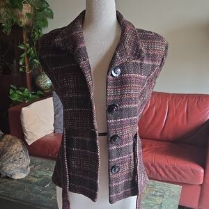 CAbi Women's Brown Plaid Vest